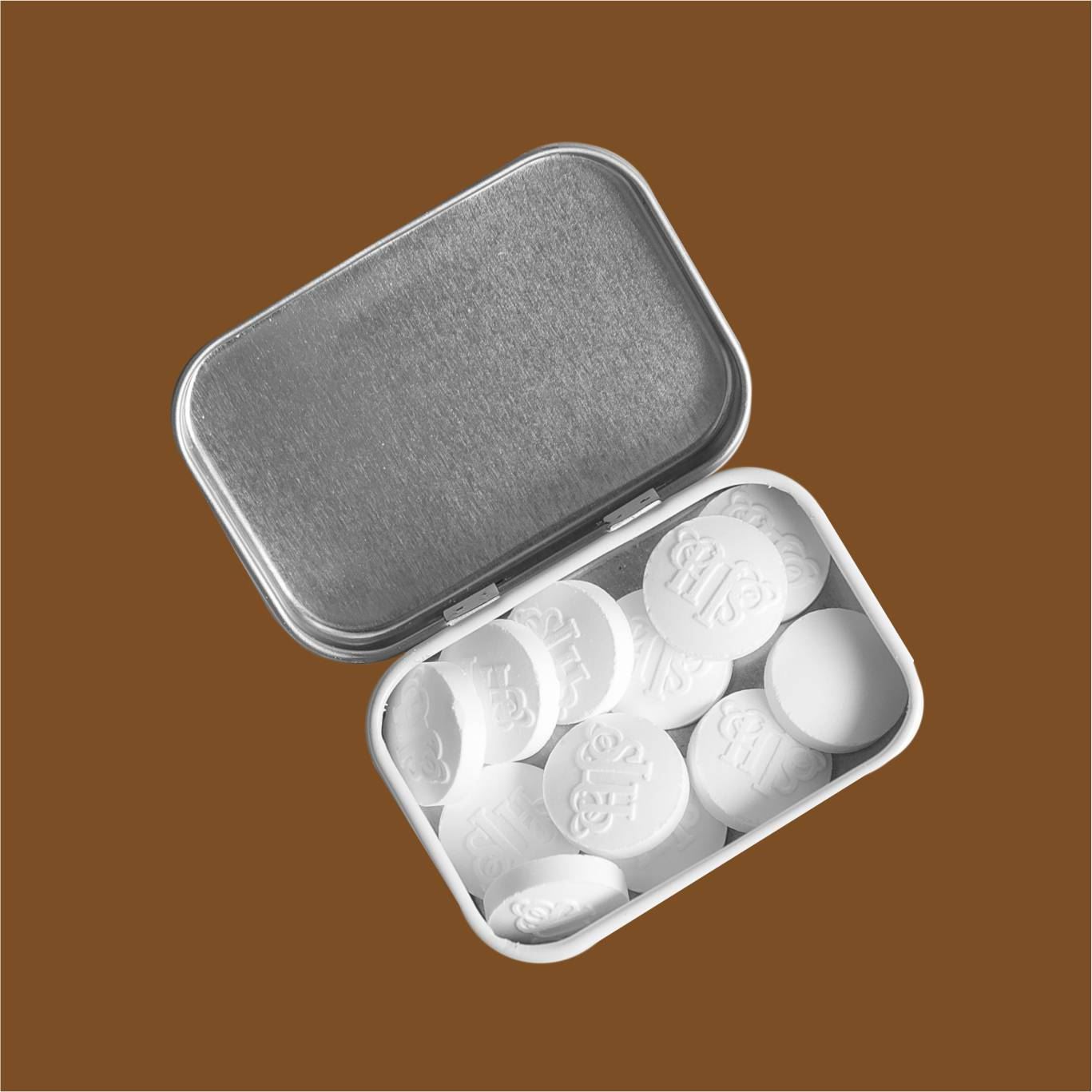 CUSTOM SHAPED MINTS IN PERSONALISED TINS WITH LOGO PRINTED